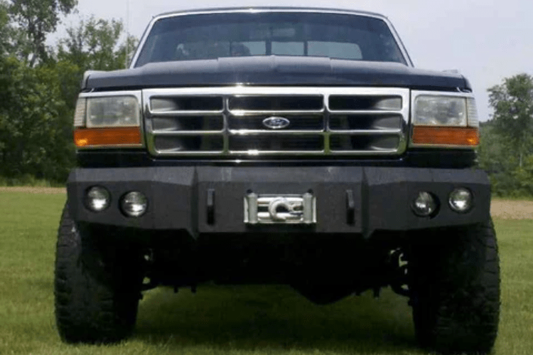 Iron Bull Front Bumper #1 for 1992–1997 Ford F250/F350 Super Duty, featuring a heavy-duty and custom Ford bumper designed for superior protection and rugged off-road performance