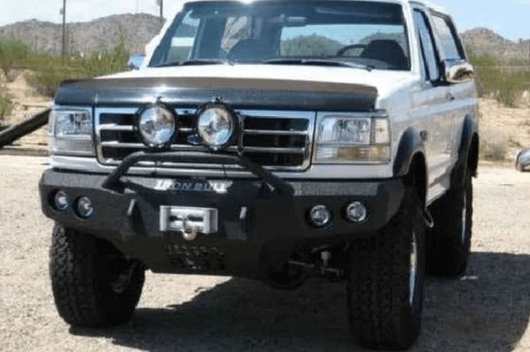 Iron Bull Front Bumper #1 for 1992–1997 Ford F250/F350 Super Duty, featuring a heavy-duty and custom Ford bumper designed for superior protection and rugged off-road performance