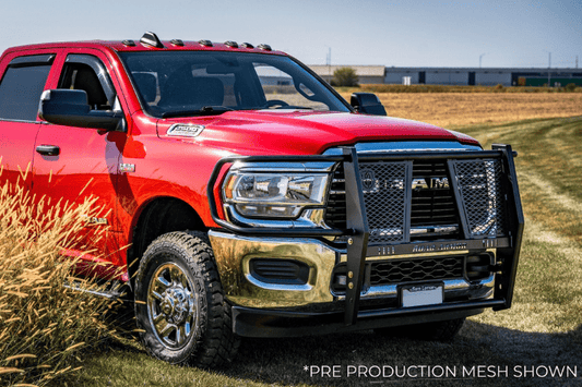 Road Armor Vaquero 4192-BRSH Brush Guard for 2019-2025 Ram 4500/5500 – Durable textured black grille guard offering front-end defense as a truck brush guard, non-winch compatible