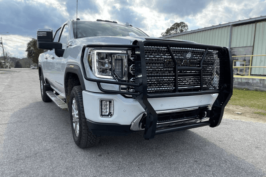 Steelcraft 50-0465C Grille Guard for GMC Sierra 2500/3500 HD 2020-2025, the ultimate truck grille protector with a semi-gloss black finish and heavy-duty construction