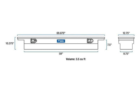 UWS TBS-69-SL-LP Chevy Silverado 2500HD/3500HD 1999-2023 69" Slim Truck Tool Box with Low Profile Bright Aluminum