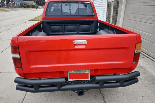 Warrior 53250 Double Tube Rear Bumper with 2-Inch Hitch Receiver for 1979-1994 Toyota Pickup – Heavy-Duty Off-Road Rear Protection