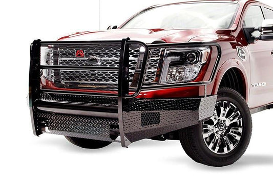 Fab Fours NT16-K3760-1 Nissan Titan XD 2016-2022 Black Steel Front Bumper Full Guard with Tow Hooks