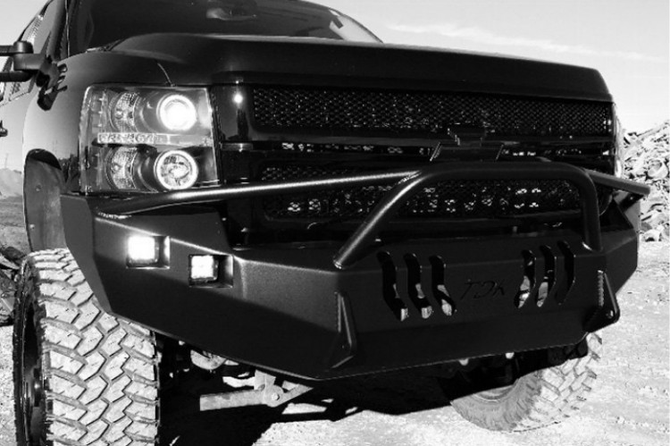 Hooke Road Steel Front Bumper For 2007-2013 Silverado 1500 – Off-Road, Textured Black, LED & D-Rings Included