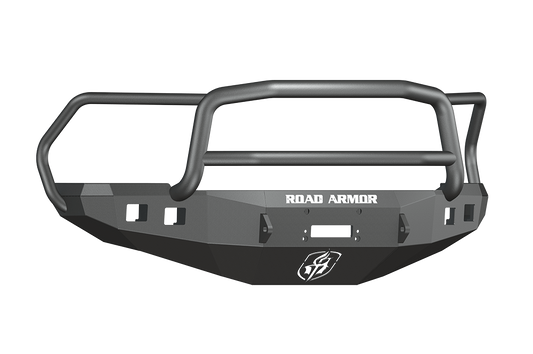 Road Armor Stealth 408R5B 2010-2018 Dodge Ram 2500/3500 Front Winch Ready Bumper Lonestar Guard, Black Finish and Square Fog Light Hole