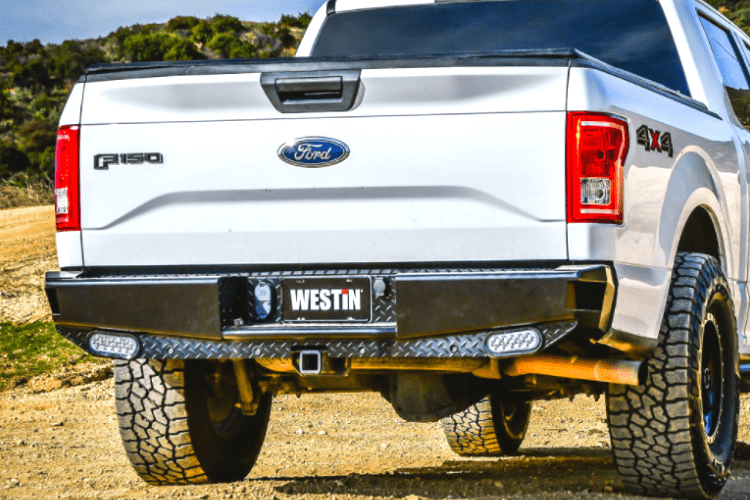 Black Rear Bumper Assembly For 2015-2020 Ford F-150 With Max Tow Package (No Sensor Holes)