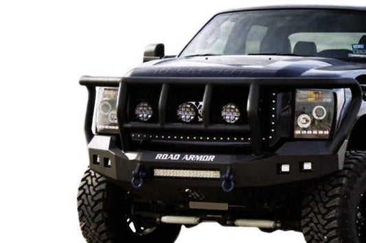 Road Armor 611R2B-NW 2011-2016 Ford F250/F350/F450 Superduty Front Bumper, Black Finish, Titan II Guard, Stealth Series, Square Fog Light Hole, Non-Winch