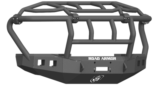 Road Armor Stealth 61743B 2017-2022 Ford F450/F550 Superduty Front Winch Ready Bumper Intimidator, Black Finish and Square Fog Light Hole