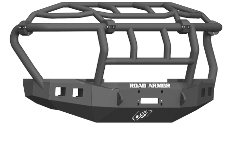 Road Armor Stealth 61743B 2017-2022 Ford F450/F550 Superduty Front Winch Ready Bumper Intimidator, Black Finish and Square Fog Light Hole