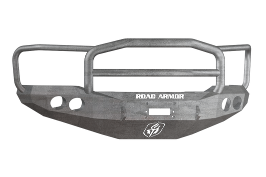 Road Armor 66005Z 1999-2004 Ford F250/F350/F450 Superduty, Ford Excursion Front Bumper, Raw, Lonestar Guard, Stealth Series, Round Fog Light Hole, Winch-Ready