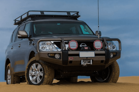 ARB 3438290B Nissan Pathfinder 2009-2012 Deluxe Front Bumper Winch Ready with Grille Guard, Black Powder Coat Finish
