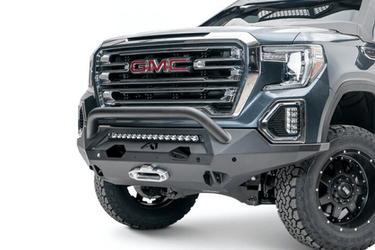 Fab Fours GS19-X3952-1 GMC Sierra 1500 2019-2021 Matrix Front Bumper Winch Ready Pre-Runner Guard