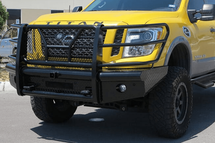 Steelcraft Nissan Titan XD 2016-2024 HD Replacement Front Bumper With Grille Guard Supports Front Emblem Camera HD14080RC