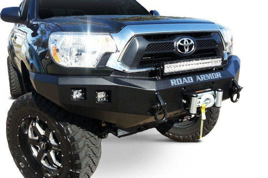 Road Armor 905R0B 2012-2015 Toyota Tacoma Front Bumper, Black Finish, No Guard, Stealth Series, Square Fog Light Hole, Winch-Ready