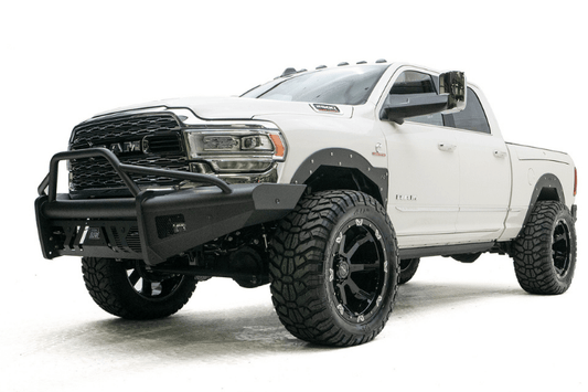 Fab Fours DR19-Q4462-1 Dodge Ram 2500/3500 (New Body Style) 2019-2024 Black Steel Elite Front Bumper with Pre-Runner Guard