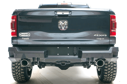 Fab Fours DR19-W4251-1 Dodge Ram 1500 2019-2024 Premium Rear Bumper with Sensor Dual Exhaust