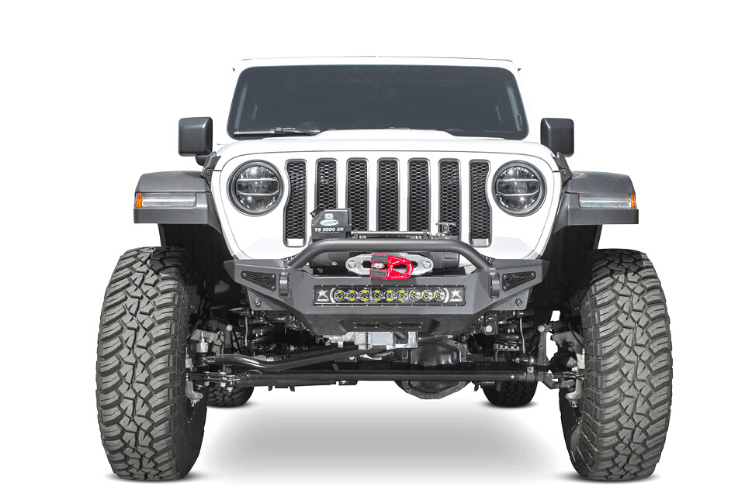ADD Rock Fighter winch front bumper F964902080103 for 2018–2025 Jeep Wrangler JL by Addictive Desert Designs, a rugged offroad replacement front bumper