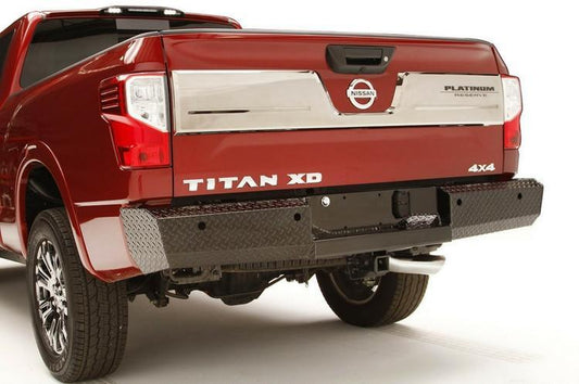 Fab Fours NT16-T3750-1 Nissan Titan XD 2016-2024 Black Steel Rear Bumper