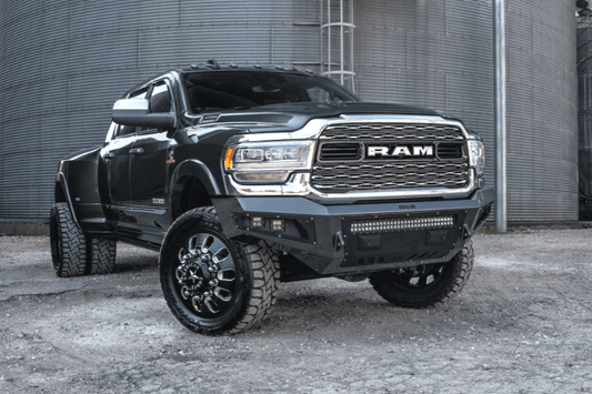 Bodyguard bumpers A2L Base Front Bumper GAR19AYBNN for Dodge Ram 1500 6-lug 2019–2025, heavy duty off road front bumper with sensor and light bar cutout
