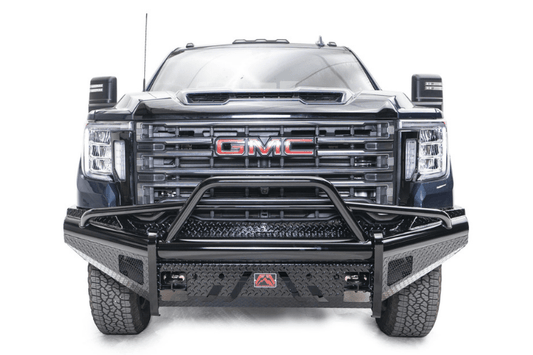 Fab Fours GM20-S5062-1 GMC Sierra 2500/3500 2020-2023 Black Steel Front Bumper With Sensor Pre-Runner Guard