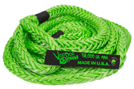 VooDoo Offroad 7/8" x 30'  Truck/Jeep Kinetic Recovery Rope Green With Rope Bag 1300002A