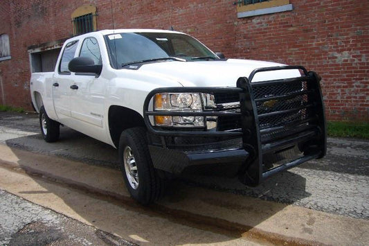 Tough Country Chevy Silverado 2500/3500 2007-2010 Front Bumper with Expanded Metal and Tow Hooks,  Gloss Black Powder Coat Finish TFR3407CLRE