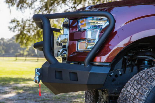 Road Armor Stealth 37205B 2008-2010 Chevy Silverado 2500/3500 Front Winch Ready Bumper Lonestar Guard, Black Finish and Round Fog Light Hole