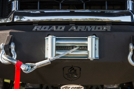 Road Armor Stealth 37205B 2008-2010 Chevy Silverado 2500/3500 Front Winch Ready Bumper Lonestar Guard, Black Finish and Round Fog Light Hole