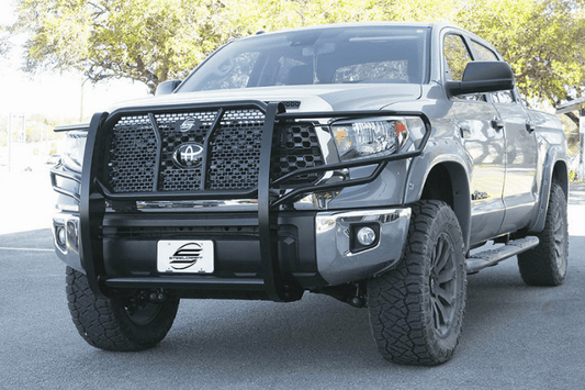 Steelcraft HD front grille guard for Toyota Tundra 2007-2021, enhancing protection and style with robust steel construction.