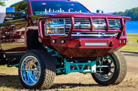 Road Armor Stealth 314R2B-NW 2014-2015 Chevy Silverado 1500 Front Non-Winch Bumper Titan II Grille Guard, Black Finish and Square Fog Light Hole