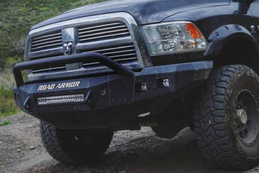 Road Armor 408R4B-NW 2010-2018 Dodge Ram 2500/3500 Stealth Front Non-Winch Bumper Pre-Runner Style, Black Finish and Square Fog Light Hole