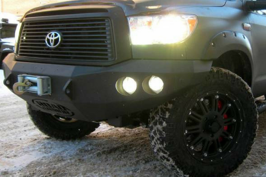 Road Armor Stealth 99030B 2007-2013 Toyota Tundra Front Winch Ready Bumper No Guard, Black Finish and Round Fog Light Hole