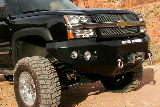 Road Armor Stealth 370R0B 2003-2007 Chevy Silverado 2500/3500 Front Winch Ready Bumper No Guard, Black Finish and Square Fog Light Hole