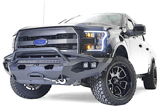 Fab Fours winch ready Matrix front bumper FF15-X3252-1 with pre-runner guard for 2015-2017 Ford F150 truck