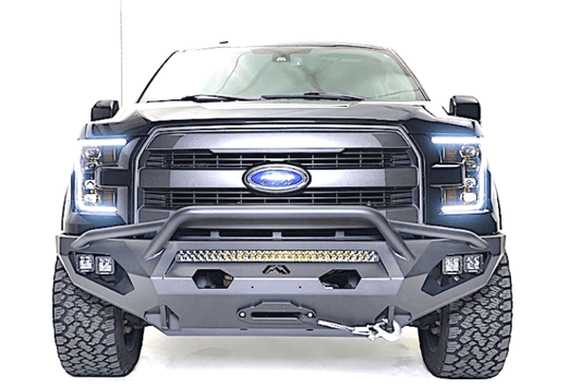 Fab Fours winch ready Matrix front bumper FF15-X3252-1 with pre-runner guard for 2015-2017 Ford F150 truck