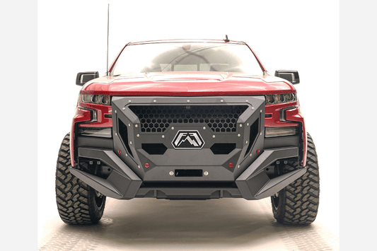 Fab Fours GR4000-1 Grumper Front Bumper for 2019-2022 Chevy Silverado 1500 – Winch Ready with Integrated Sensor Holes, Aggressive Off-Road Design.