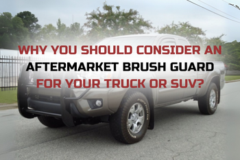 Aftermarket brush guard installed on a truck SUV front end protection
