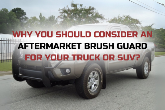 Aftermarket brush guard installed on a truck SUV front end protection