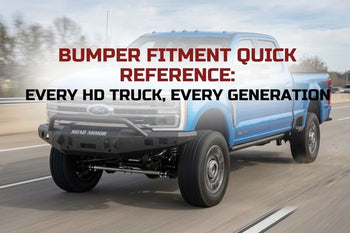 ford super duty truck with aftermarket front bumper driving on road bumper fitment quick reference guide