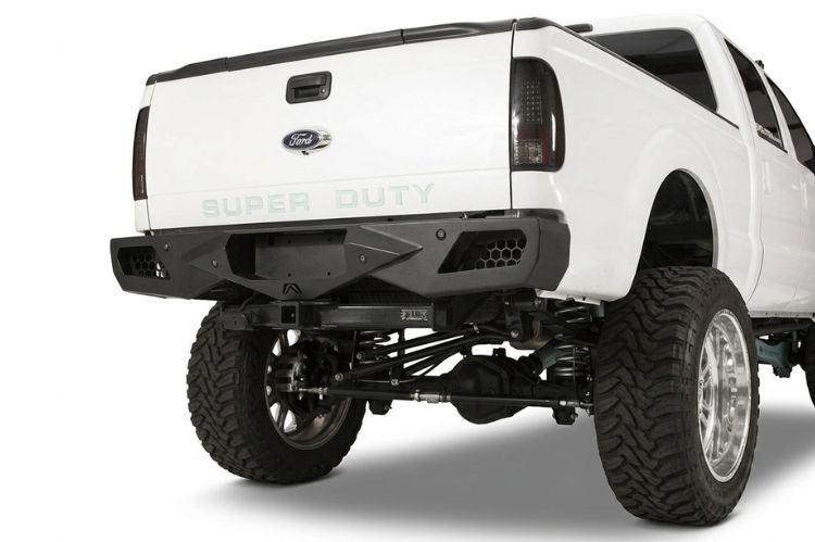 1999–2016 Ford F‑250/F‑350 Super Duty heavy‑duty rear bumper, aftermarket upgrade engineered for durability, towing strength, and rugged off‑road protection.