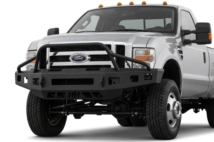 2008–2010 Ford F250/F350 Super Duty heavy‑duty front bumper, aftermarket upgrade designed for durability, towing support, and rugged off‑road protection.