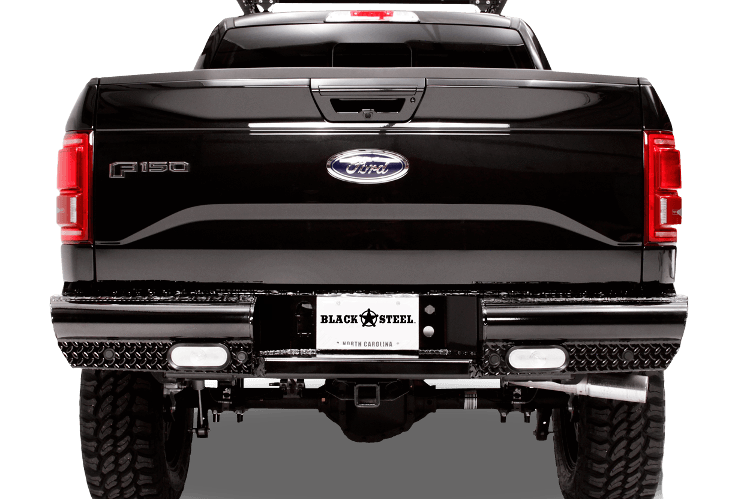 Fab Fours Black Steel Ford F150 Rear Bumpers