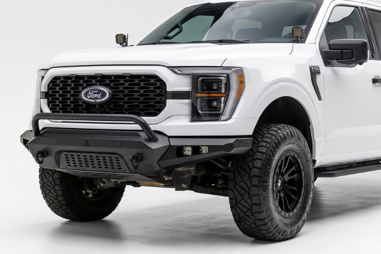 Heavy-duty steel Attica 4x4 front bumper lineup built to withstand severe terrain impact