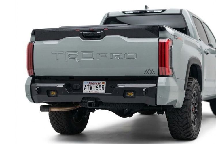 Backwoods Adventure Mods rear bumpers featuring off-road designs for added utility, rugged styling, and customized truck builds