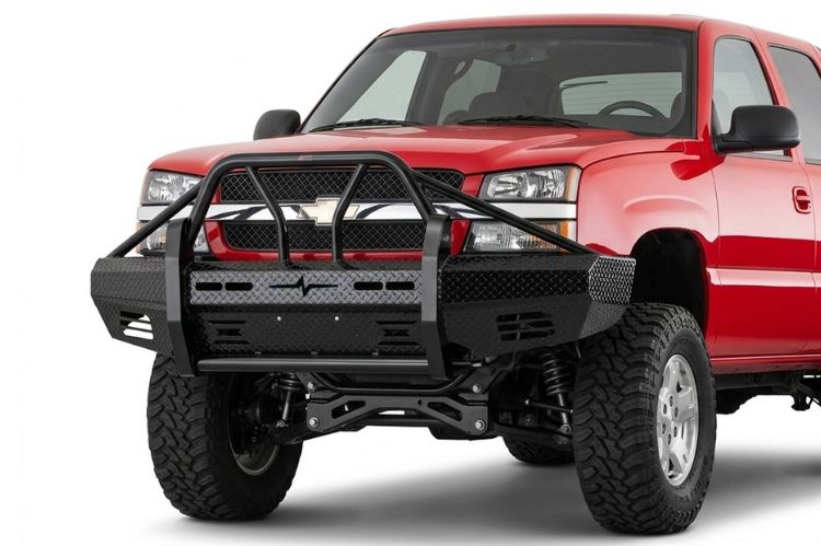 Frontier aftermarket front bumper for Chevy Avalanche, heavy‑duty steel upgrade built for durability, towing strength, and rugged off‑road protection.