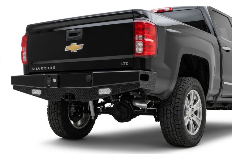 Ranch Hand aftermarket rear bumper for GMC Sierra 2500/3500, heavy‑duty steel upgrade engineered for durability, towing support, and rugged off‑road protection.