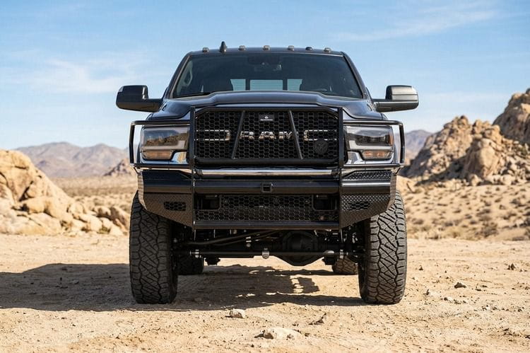 Ranch Hand bumpers for the 2026 Ram 2500 Workhorse Kit with matching front and rear bumper designs