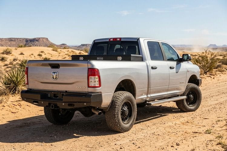 Ranch Hand bumpers for the 2026 Ram 2500 Workhorse Kit with matching front and rear bumper designs