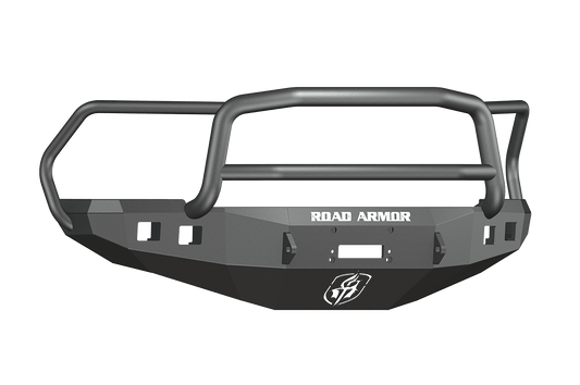 Road Armor Stealth 408R5B 2010-2018 Dodge Ram 4500/5500 Front Winch Ready Bumper Lonestar Guard, Black Finish and Square Fog Light Hole