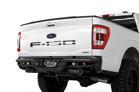 ADD 2024 Ford F150 rear bumper Pro Bolt-On R1908571280103, aftermarket steel bumper for heavy-duty rear protection.